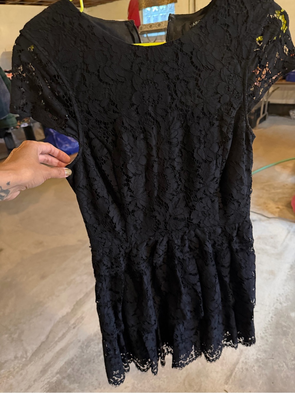 EUC women’s Marciano black lace mini dress size small